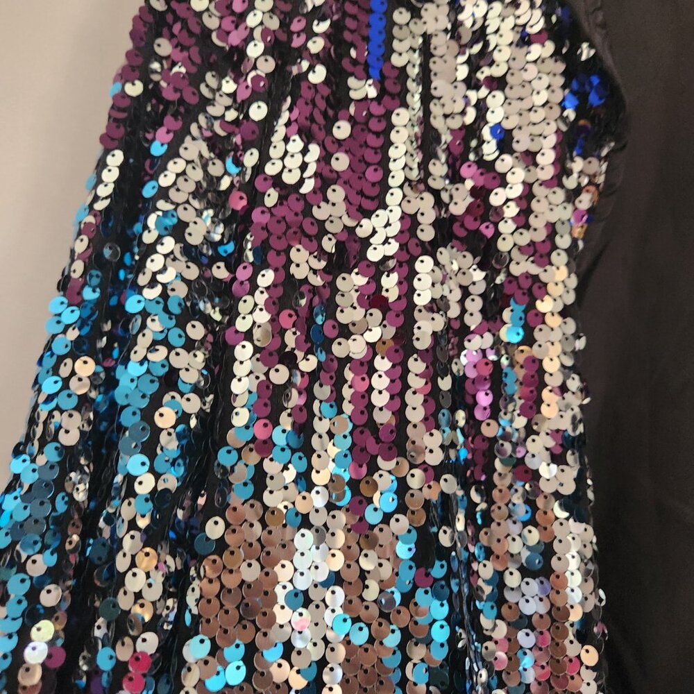 Shein Bae Open Front Contrast Fuzzy Sequin Coat. … - image 4